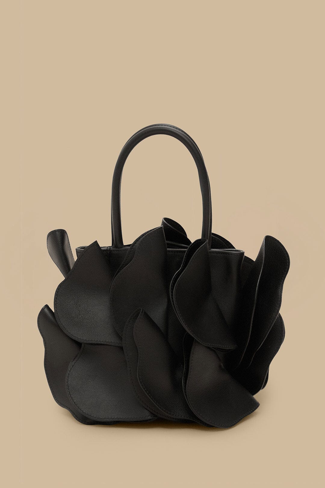 Black Leather Flower Bag