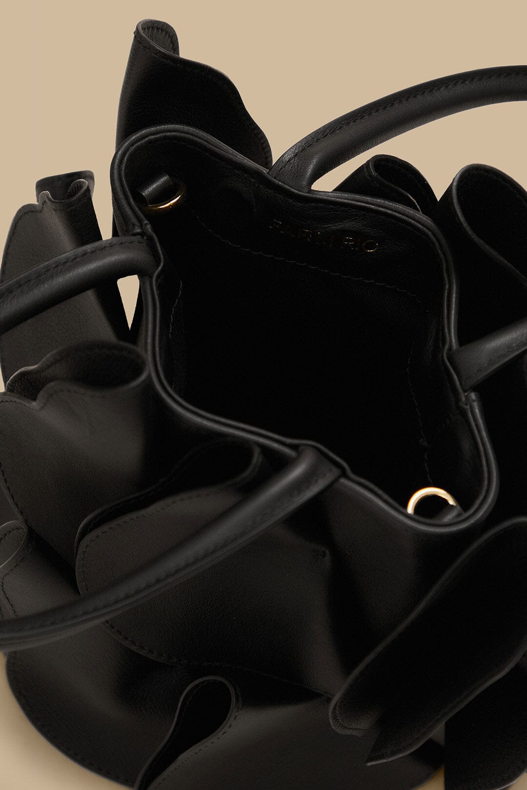 Black Leather Flower Bag