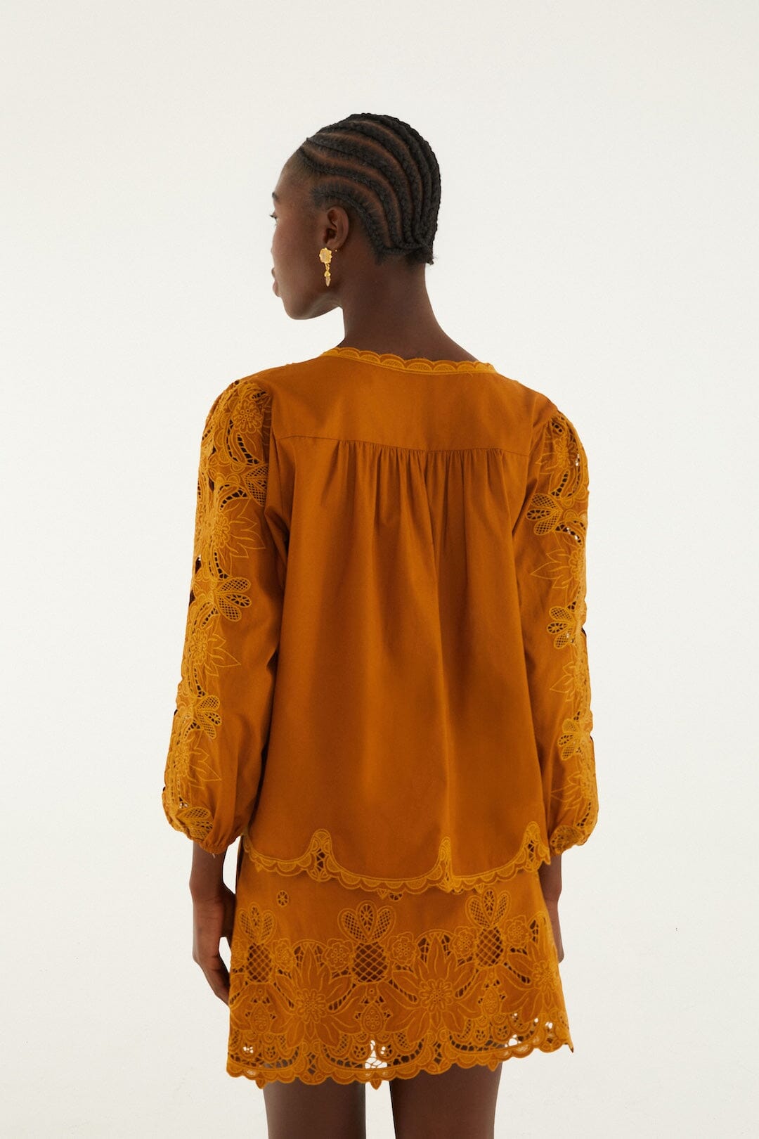 Camel Richelieu Long Sleeve Blouse