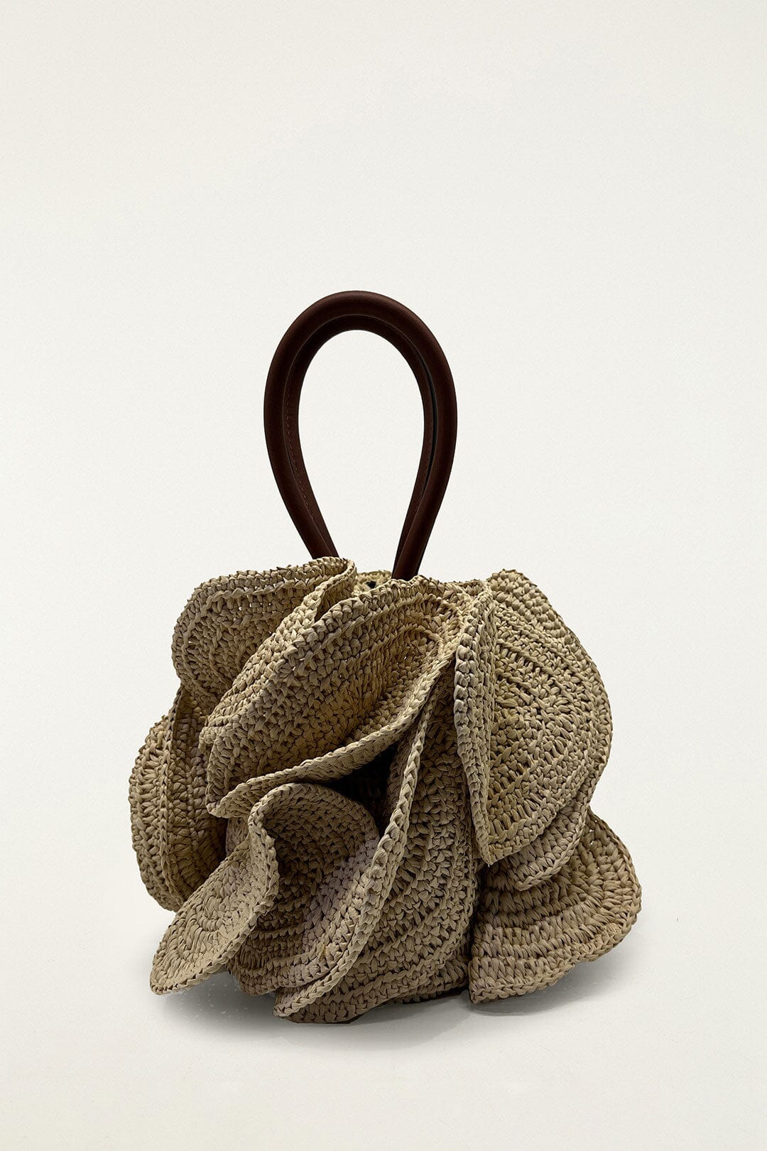 Beige Raffia Flower Bag