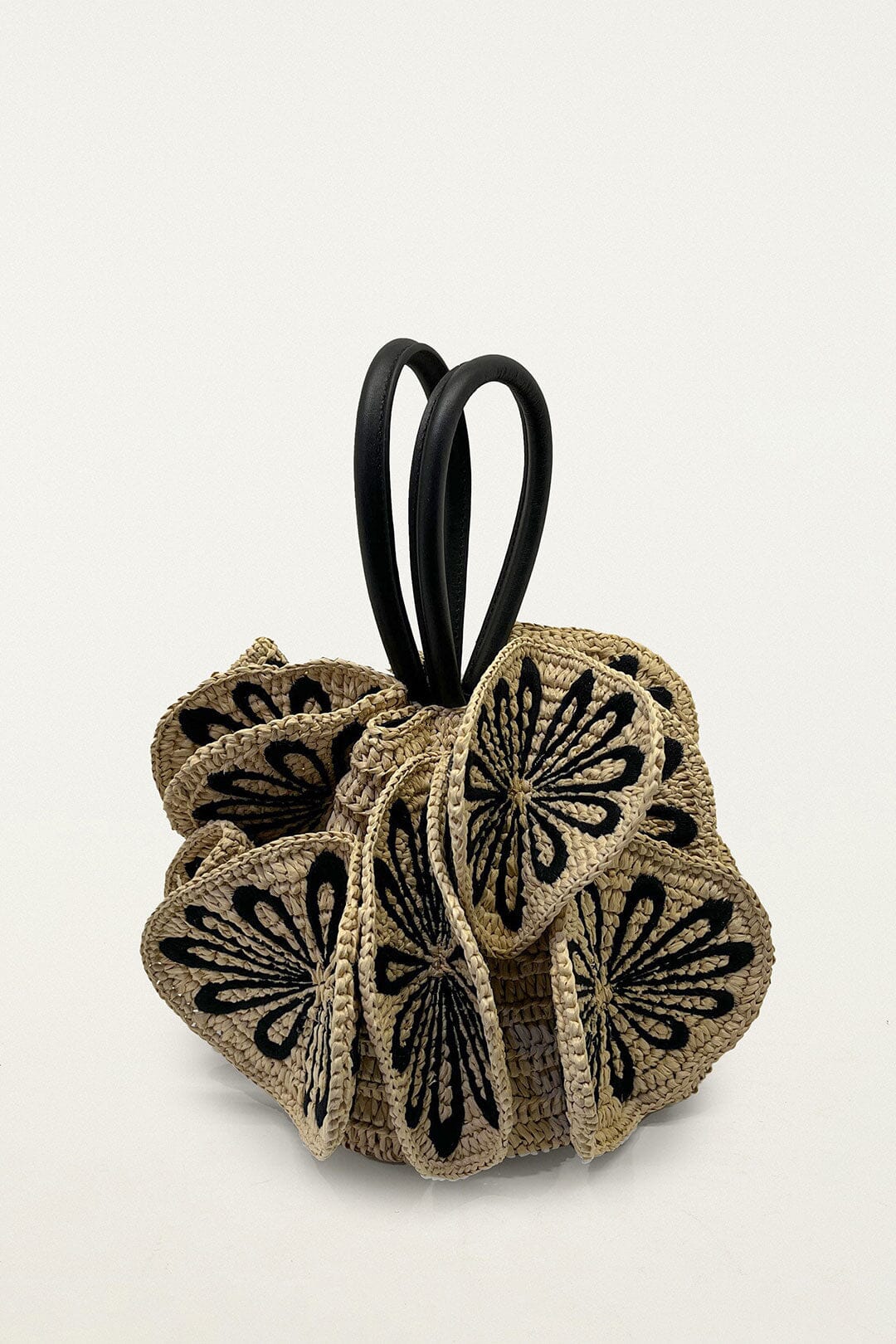 Bicolor Raffia Flower Bag