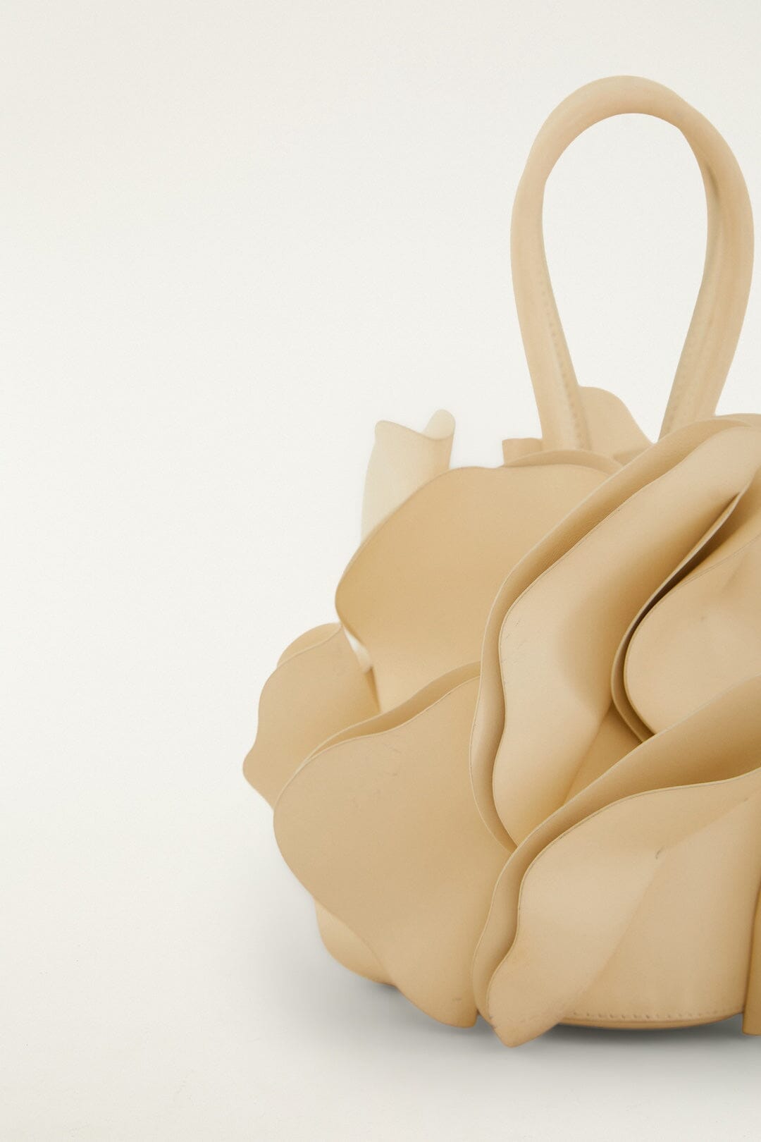 Beige Leather Flower Bag
