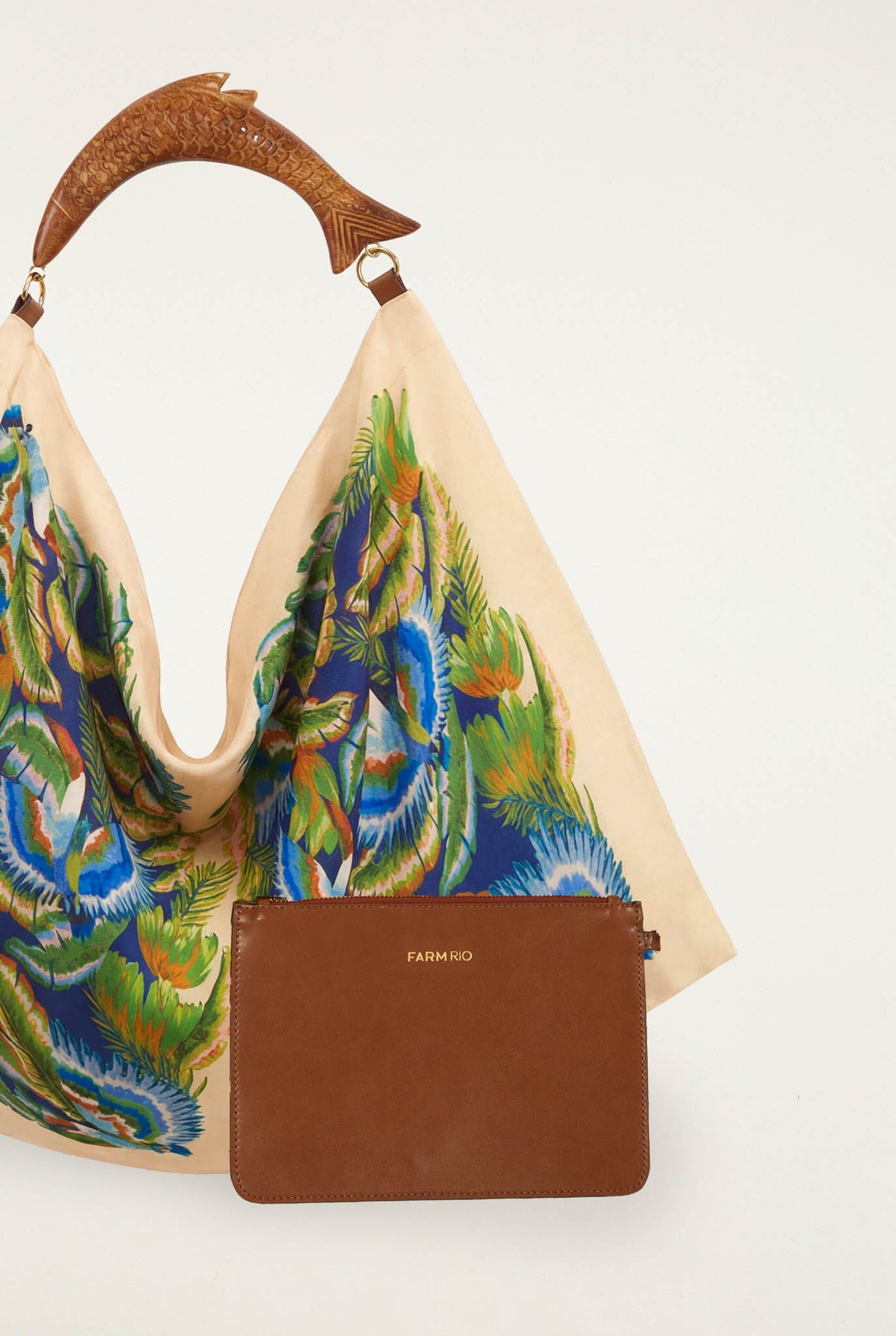 Sand Birds Satin Medium Scarf Bag